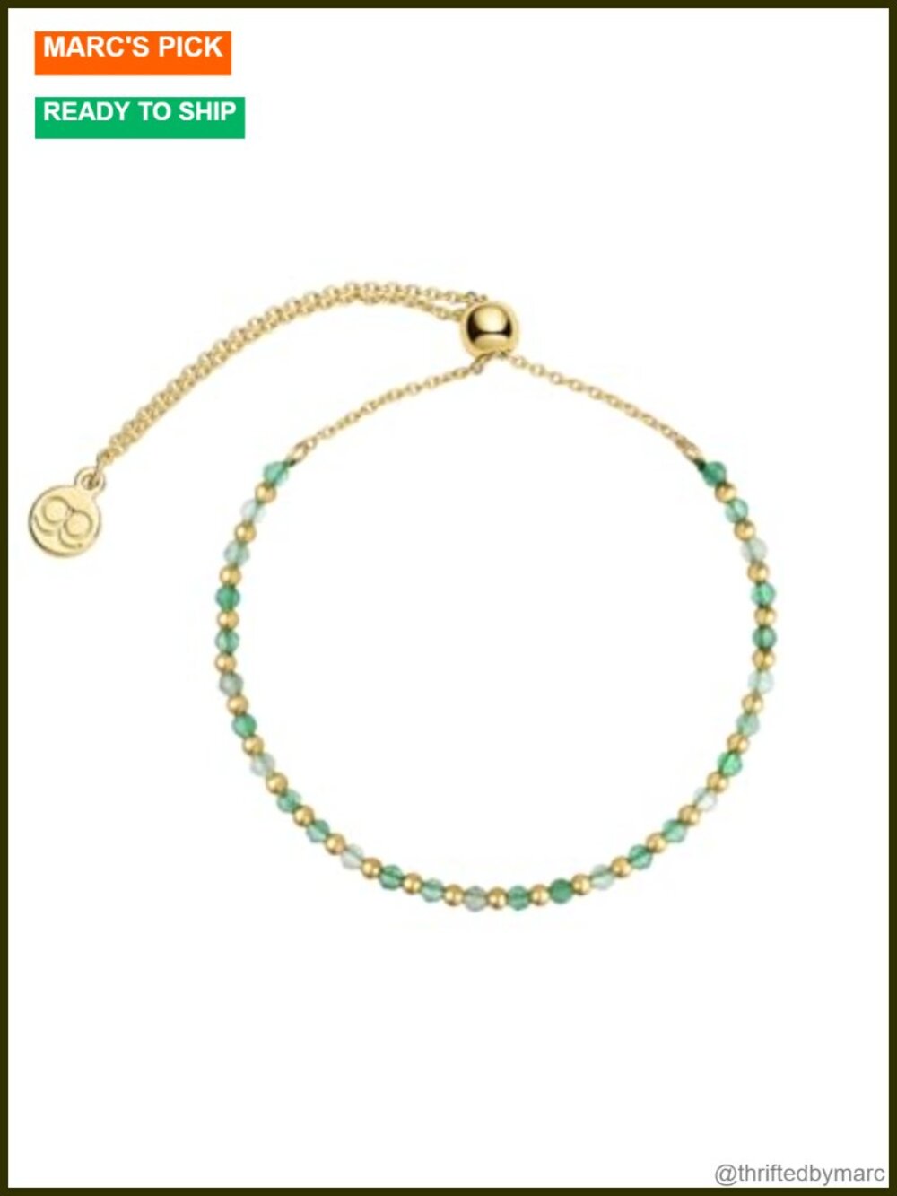 18k Gold-Plated Brass Adjustable Gemstone Bracelet